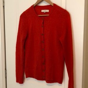 orange Ann Taylor LOFT lightweight wool cardigan